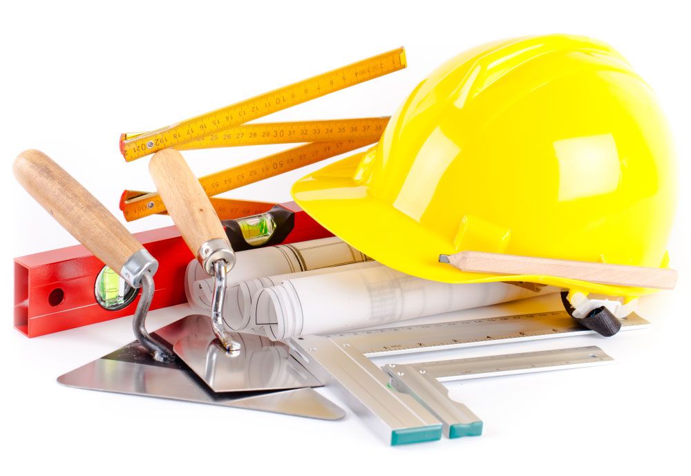 construction hat and materials construction hat and materials